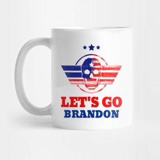 Lets Go Brandon USA Skull Flag Distressed Mug